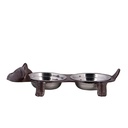 Cat Bowl Brown 42x18x8 cm / 2x350 ml
