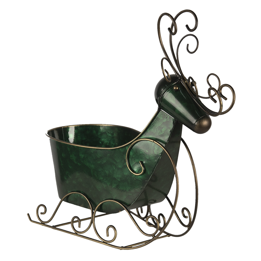 [6Y4444] Christmas Decoration Statue Reindeer Green 34x17x37 cm