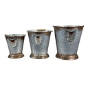 Decorative Bucket (set of 3) Grey (3) Ø 26x28 / Ø 22x24 / Ø 18x20 cm