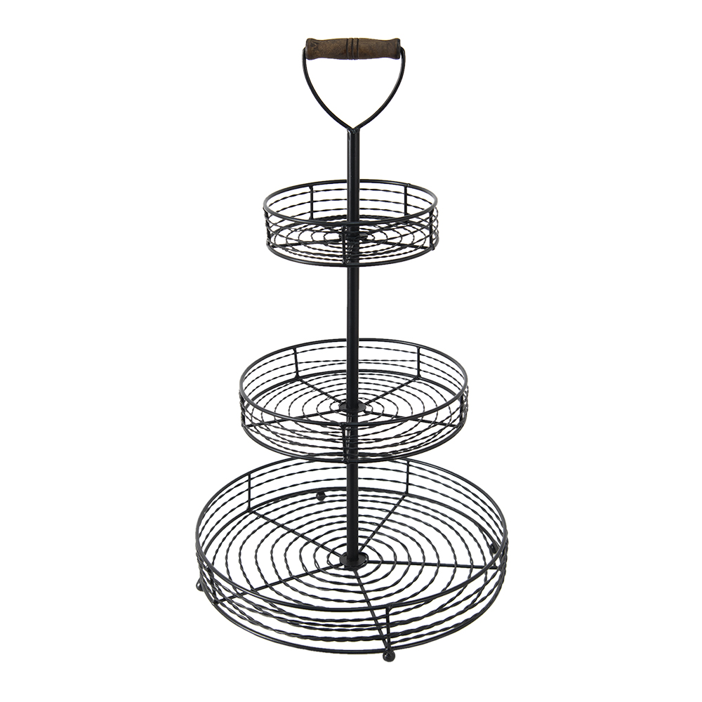 [6Y4687] 3-Tier Cake Stand Black Ø 34x59 cm