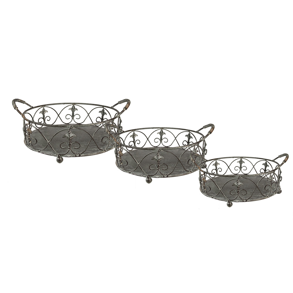 [6Y4850] Ijzeren mand (3) 45x39x16 / 37x32x15 / 31x26x13 cm