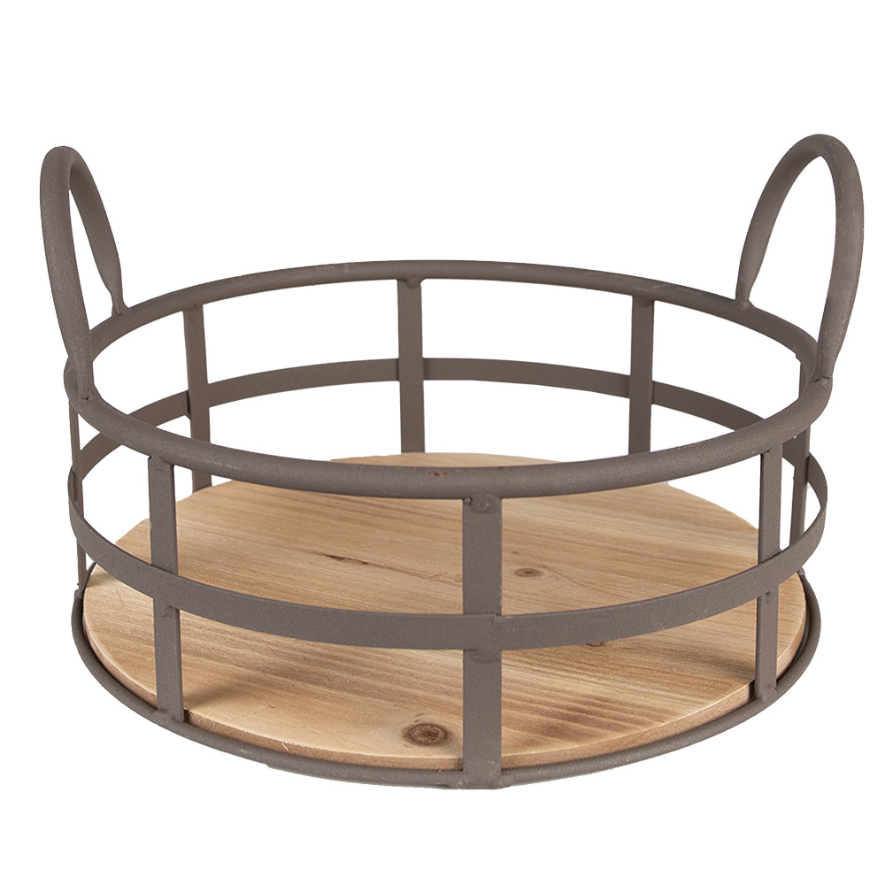 [6Y5248] Panier de rangement Gris, Marron Ø 25x9/15 cm