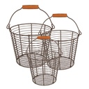 Manden (set van 3) Ø 21x16 / Ø 18x14 / Ø 15x13 cm