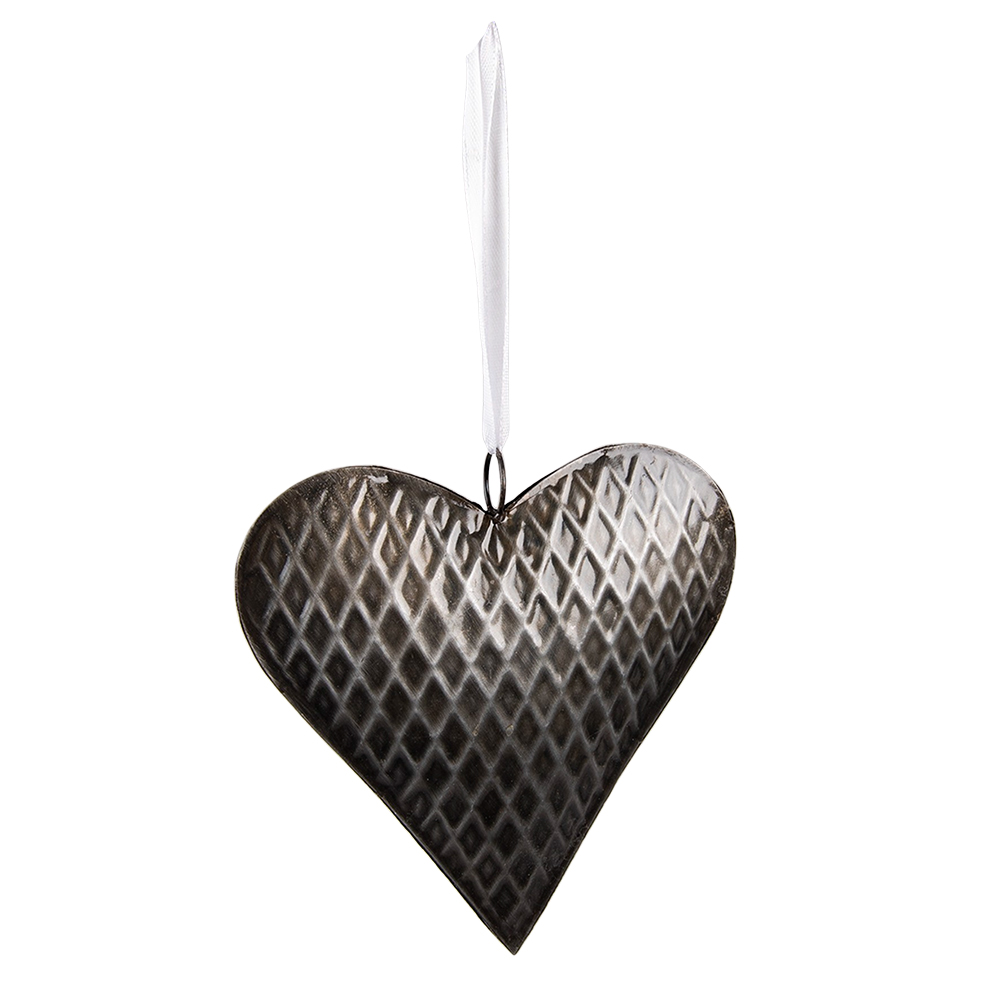 [6Y5388] Décoration pendentif coeur Gris 15x3x15 cm