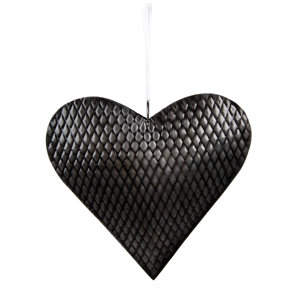 [6Y5389] Décoration pendentif coeur Gris 25x4x25 cm