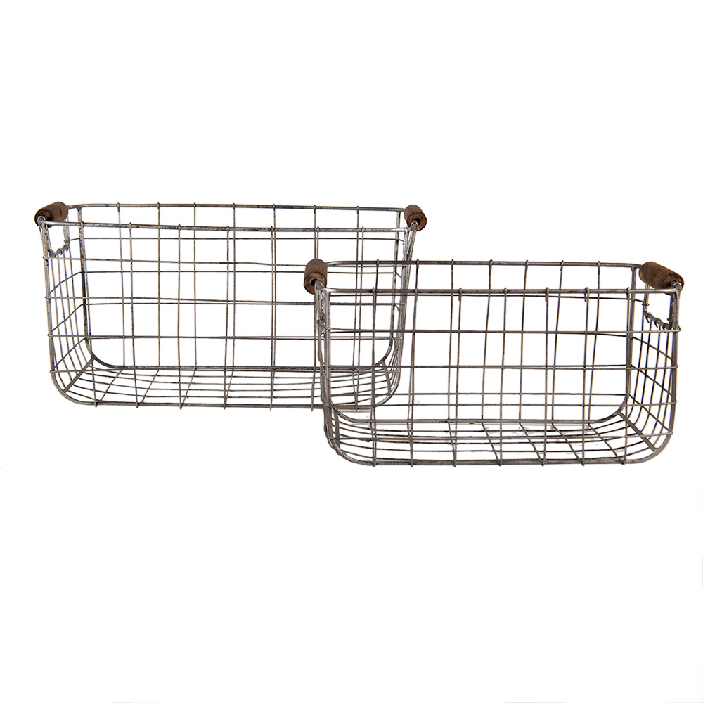 [6Y5400] Körbe (2) Grau Braun 37x23x18 / 31x20x16 cm