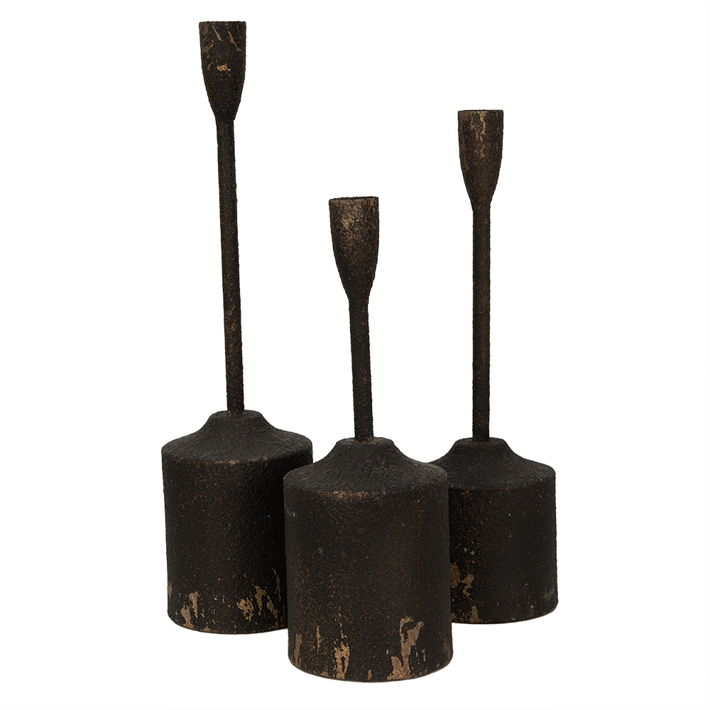 [6Y5474] Kandelaar (set van 3) Ø 9x35 / Ø 9x30 / Ø 9x25 cm