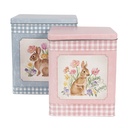 Storage Tin Blue Pink (2) 21x15x25 / 18x13x22 cm