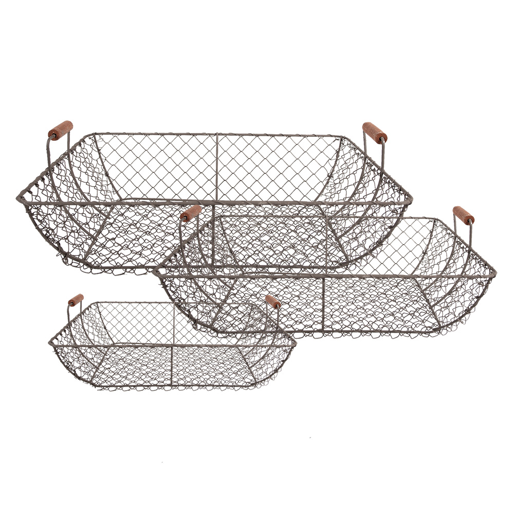 [6Y5522] Baskets Brown (set 3) 40x34x15 / 36x30x14 / 32x26x13 cm