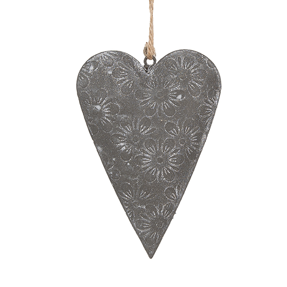 [6Y5569S] Decoration hanger heart Grey 11x2x8 cm
