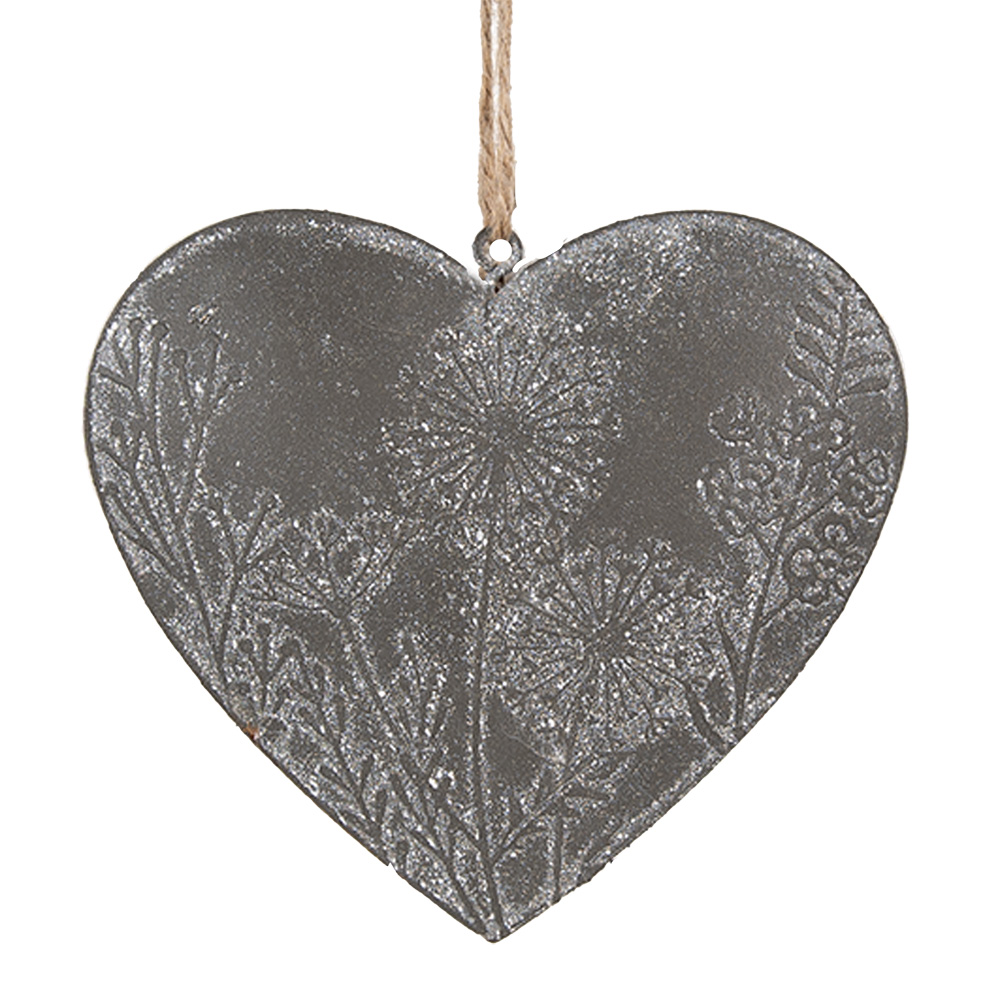 [6Y5572] Decorazione pendente cuore Grigio 11x2x10 cm