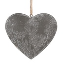 Décoration pendentif coeur Gris 11x2x10 cm