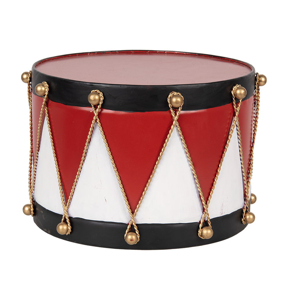 [6Y5631] Decoration Trommel Rot Weiß 27x27x17 cm