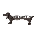 Mangeoire pour Chien Marron 43x23x13 cm / 2x225 ml