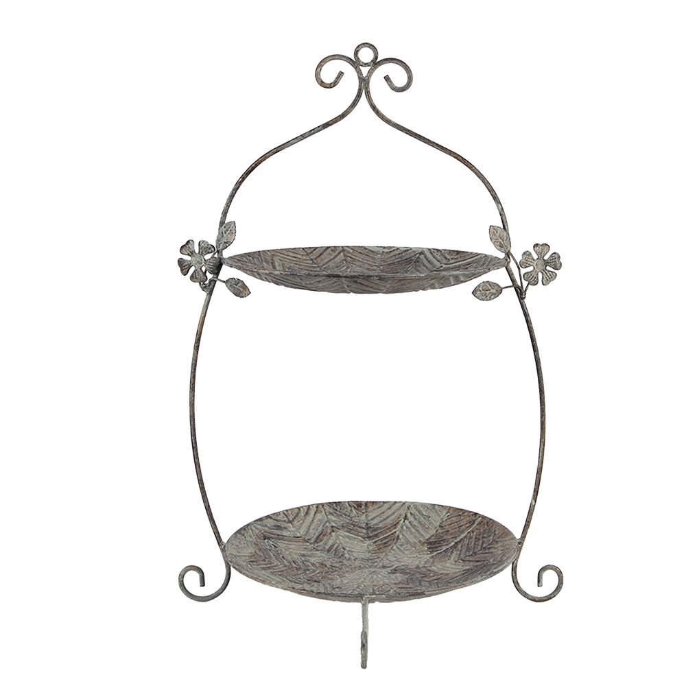 [6Y5657] Étagère 2 niveaux Vert Marron 34x32x50 cm