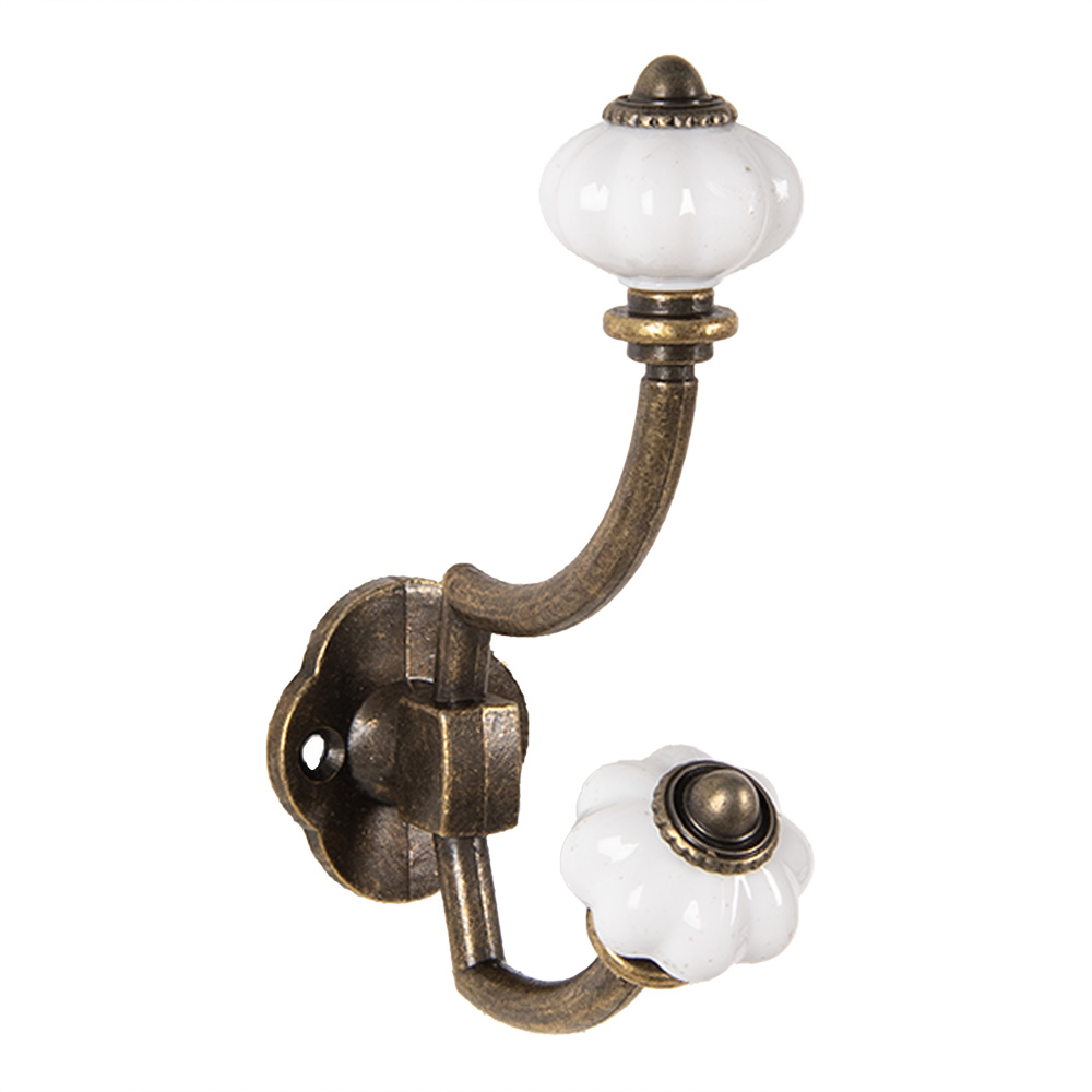 [6Y5724] Wall Hook Brown White 4x9x13 cm