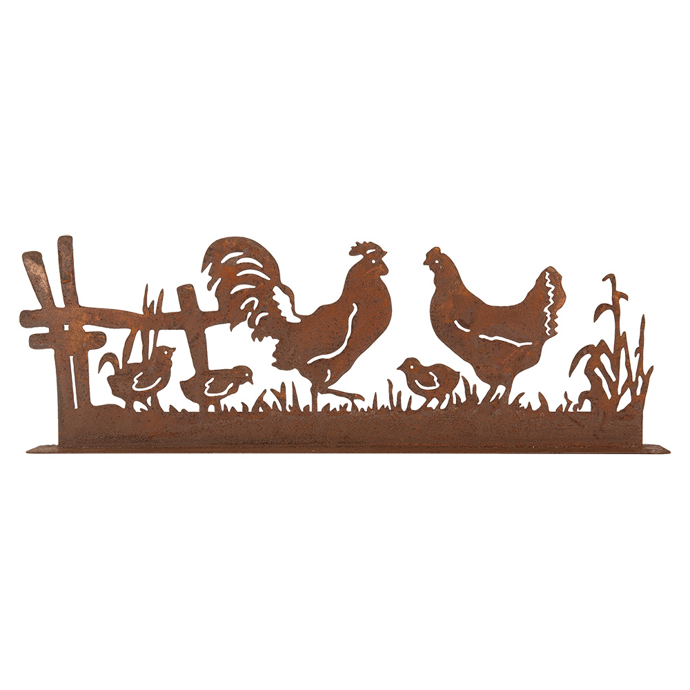 [6Y5778] Decoration Chicken with Rooster Brown 41x5x14 cm