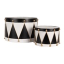 Décoration Tambour Blanc Noir (set 2) Ø 40x25 / Ø 26x17 cm