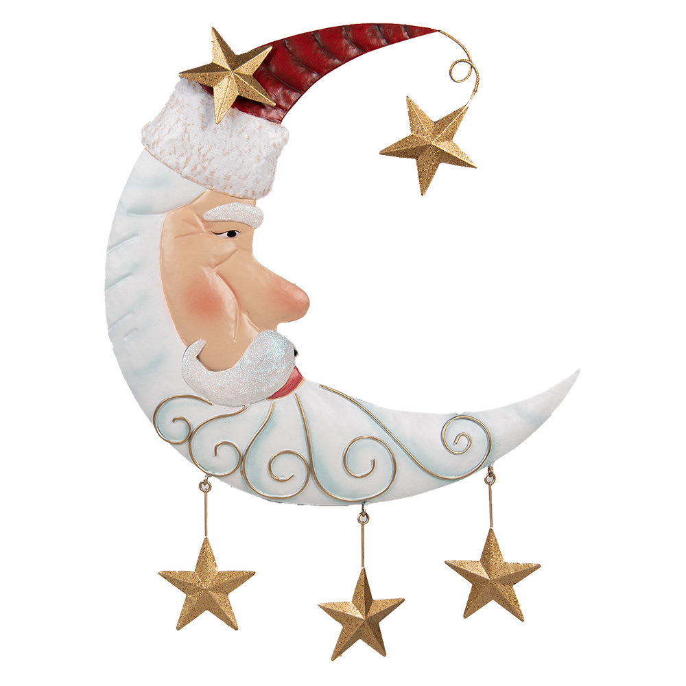 [6Y5810] Decorazione da parete Babbo Natale Bianco Rosso 41x3x53 cm