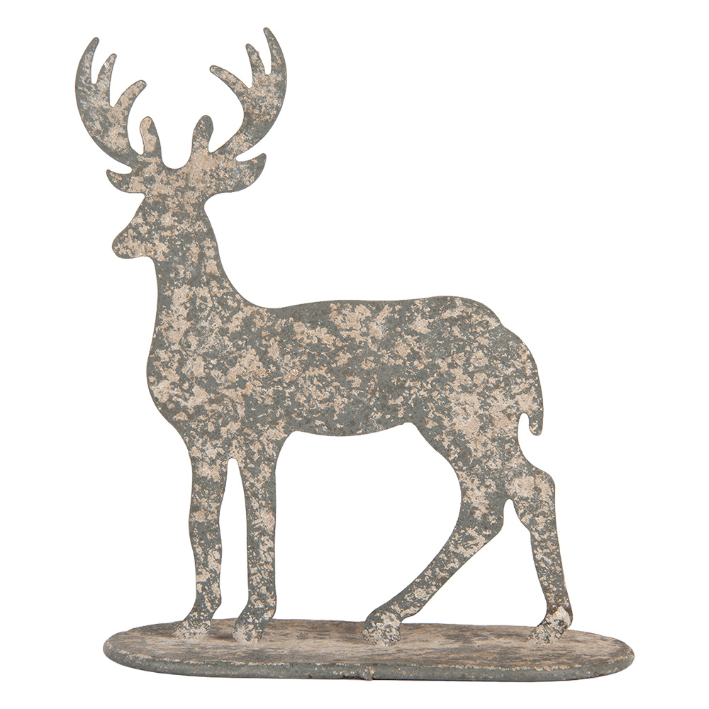 [6Y5817] Decoration Statue Reindeer Grey Beige 17x8x18 cm