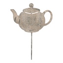 Gartenstecker Teekanne Grau Beige 26x1x35 cm