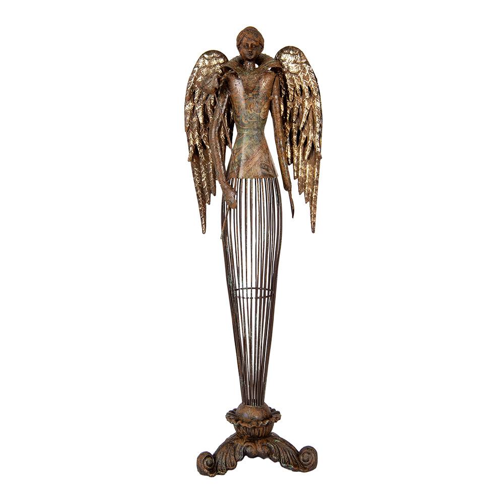 [6Y5837] Decoration Angel Brown Green 17x15x54 cm