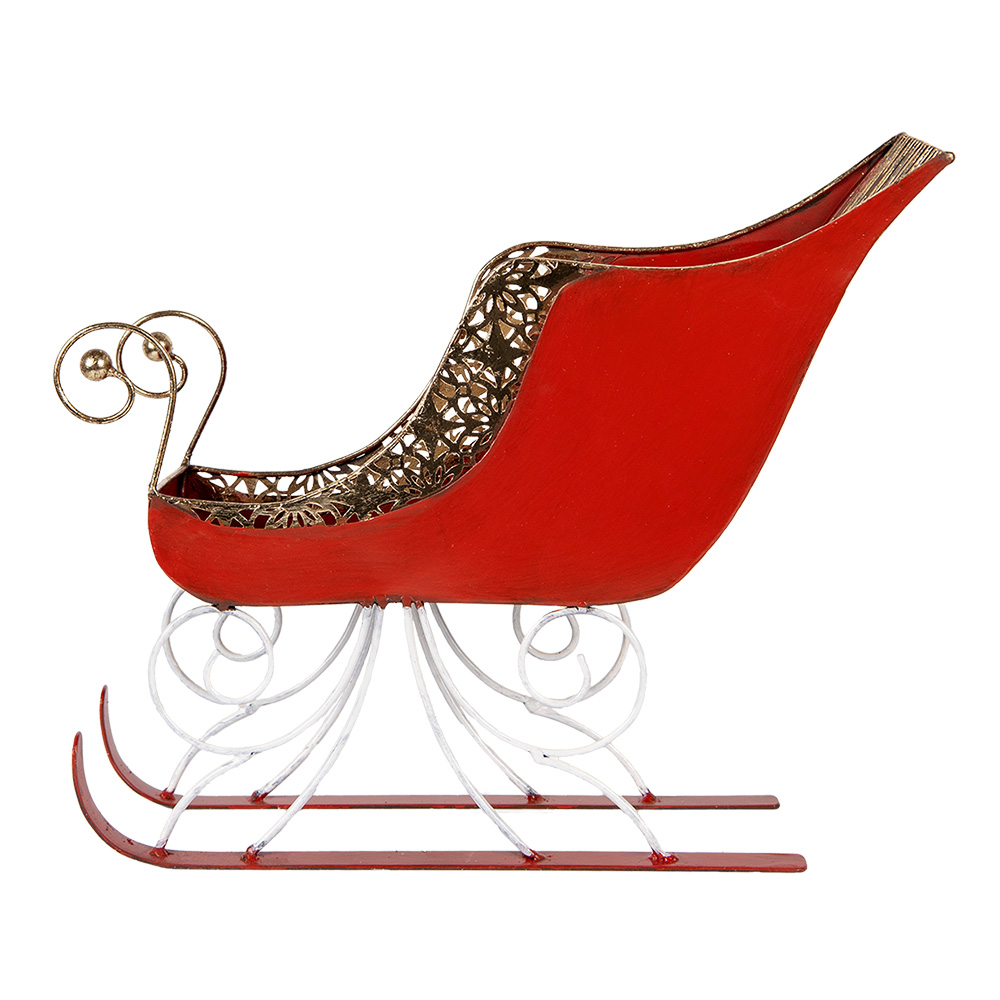 [6Y5842] Christmas Decoration Sledge Red Gold colored  37x16x31 cm