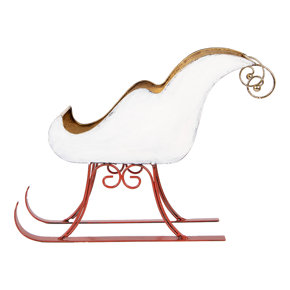 [6Y5843] Christmas Decoration Sledge White Gold colored 38x15x28 cm
