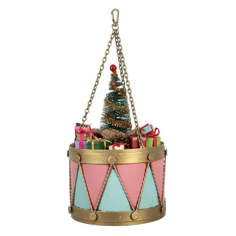 [6Y5866] Decorative Drum Pink Blue Ø 17x25/37 cm