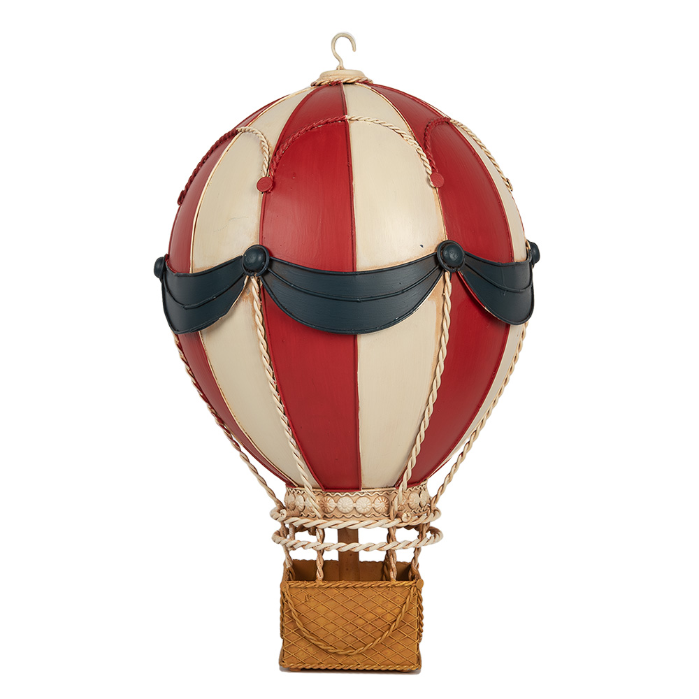 [6Y5874] Dekoration Heißluftballon Rot Weiß Ø 26x42 cm