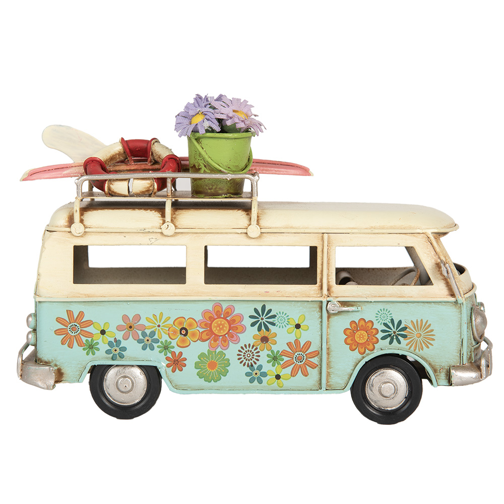 [6Y5880] Model Bus Blue Beige 17x7x11 cm