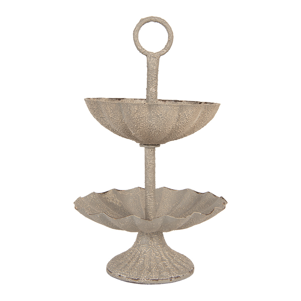 [6Y5886] Étagère 2 niveaux Gris Beige Ø 15x24 cm