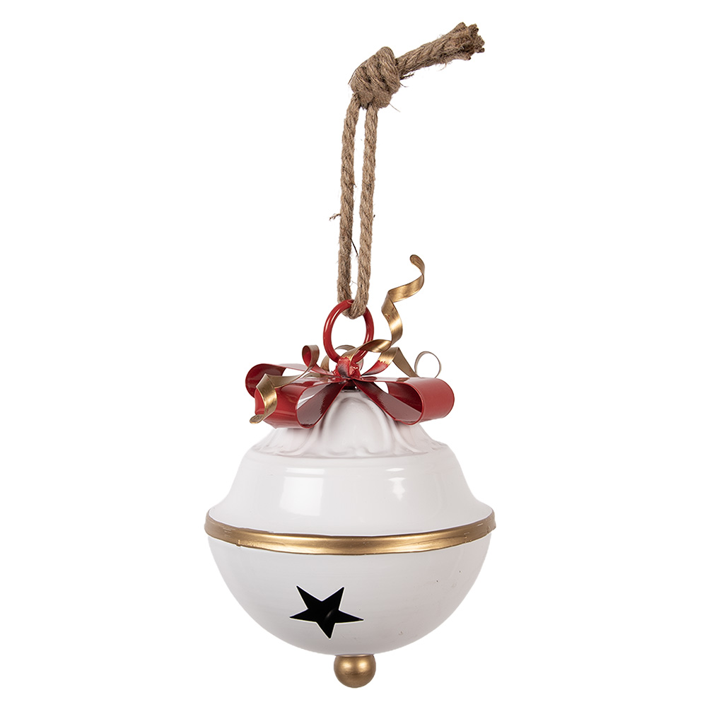 [6Y5923] Decoration Bell White Red Ø 16x22 cm