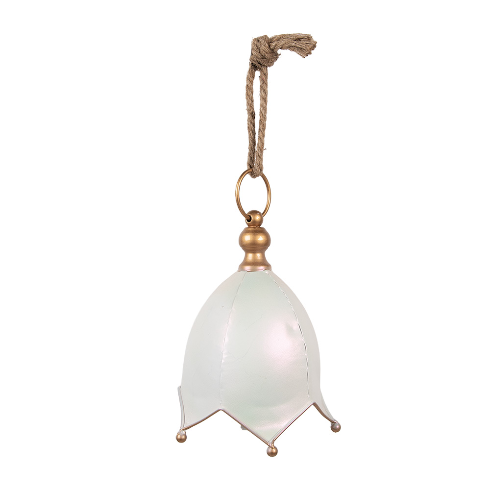 [6Y5924M] Decoration Bell White Gold colored Ø 16x22 cm