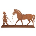 Image de décoration de Noël Enfant avec Cheval Marron 42x7x22 cm