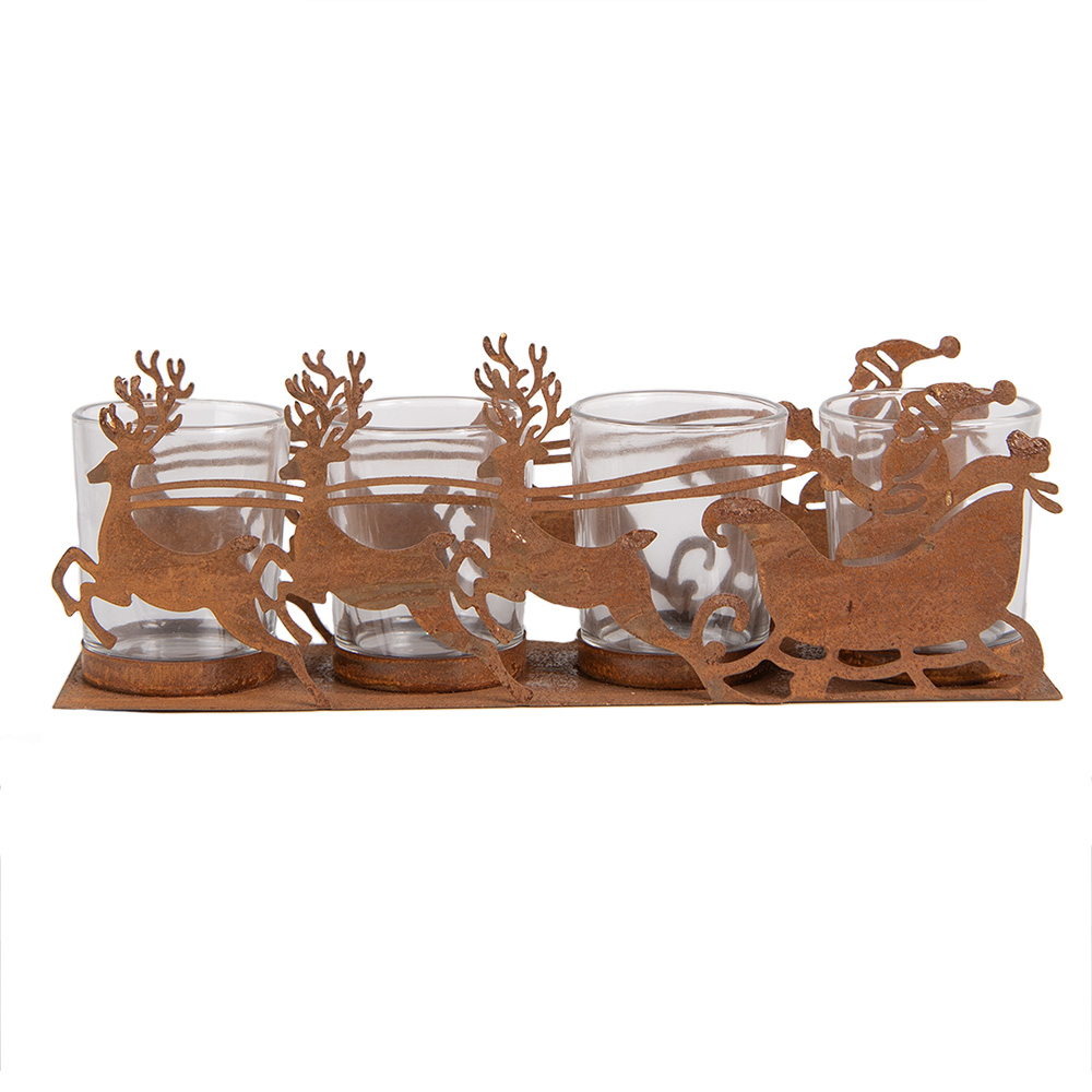 [6Y5937] Waxinelichthouder kerstslee 25x8x8 cm