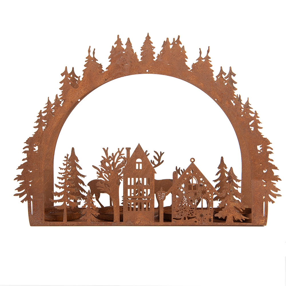 [6Y5939] Waxinelichthouder Kersttafereel 32x9x23 cm