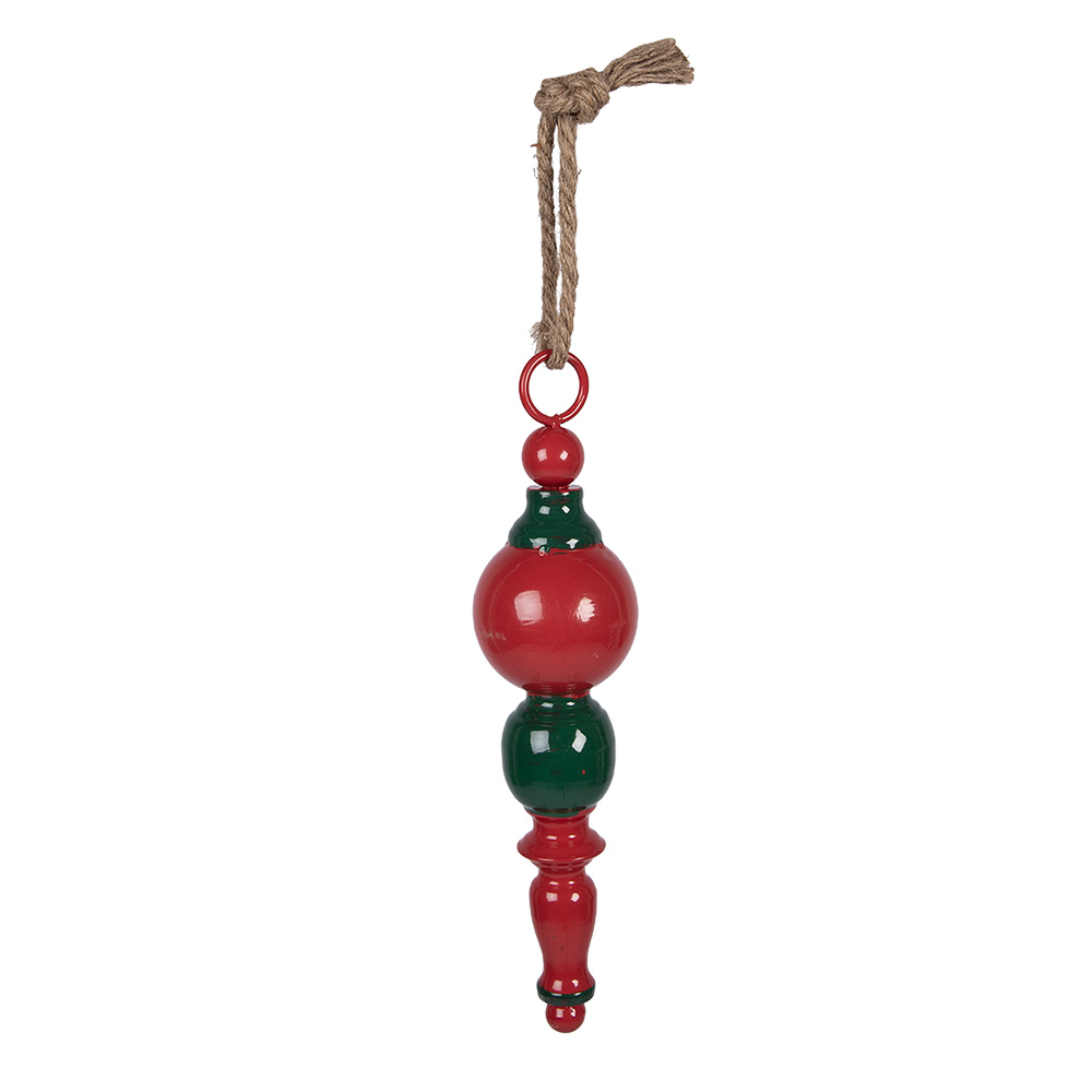 [6Y5979] Ciondolo decorazione Natale Rosso Verde Ø 8x33 cm