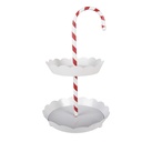 2-Tier Cake Stand candy cane White Red Ø 29x47 cm
