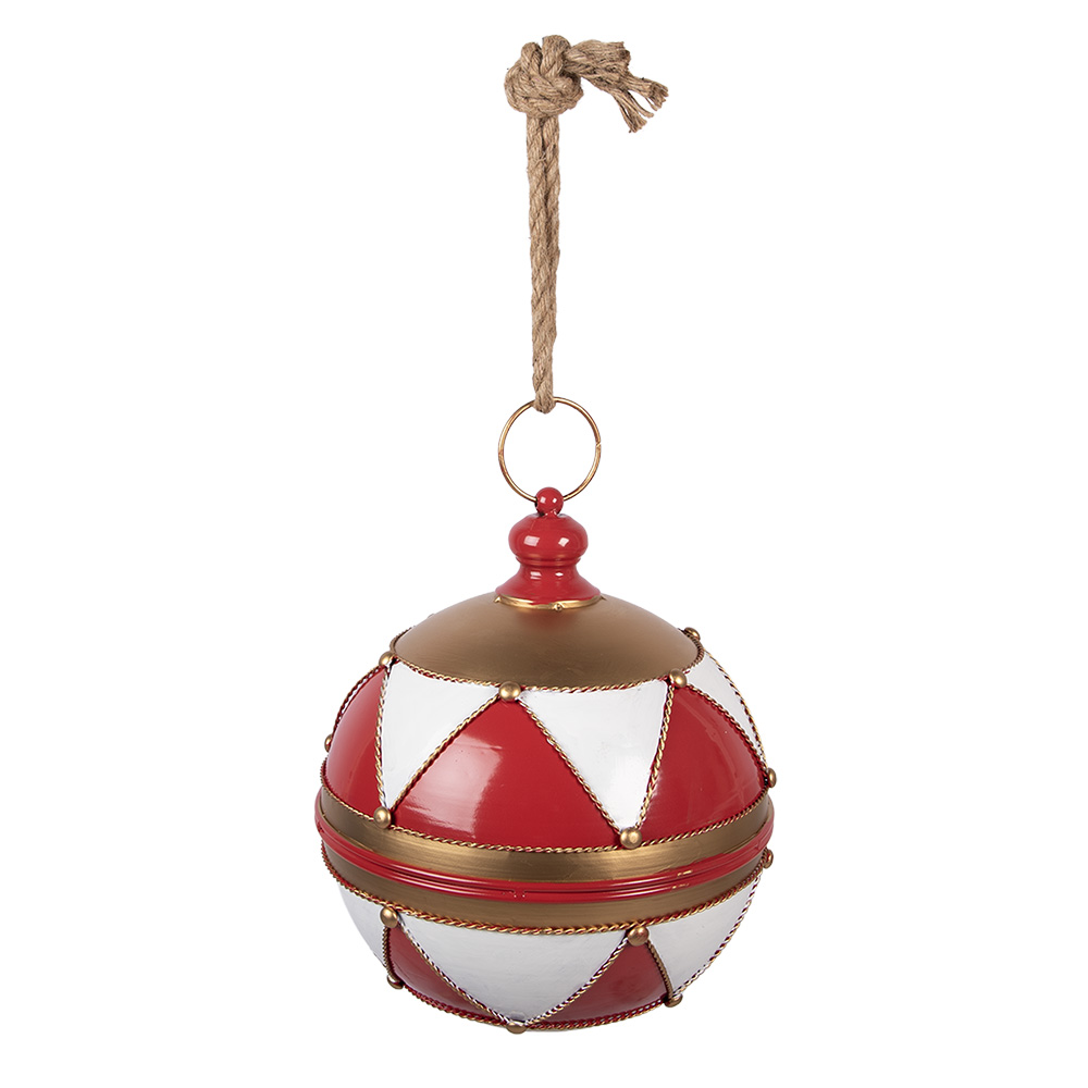 [6Y5986] Dekoration Weihnachtskugel Rot Weiß Ø 31x36 cm