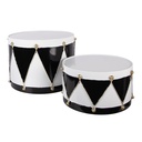 Deko Trommel Weiß Schwarz (set 2) Ø 37x26 / Ø 32x17 cm