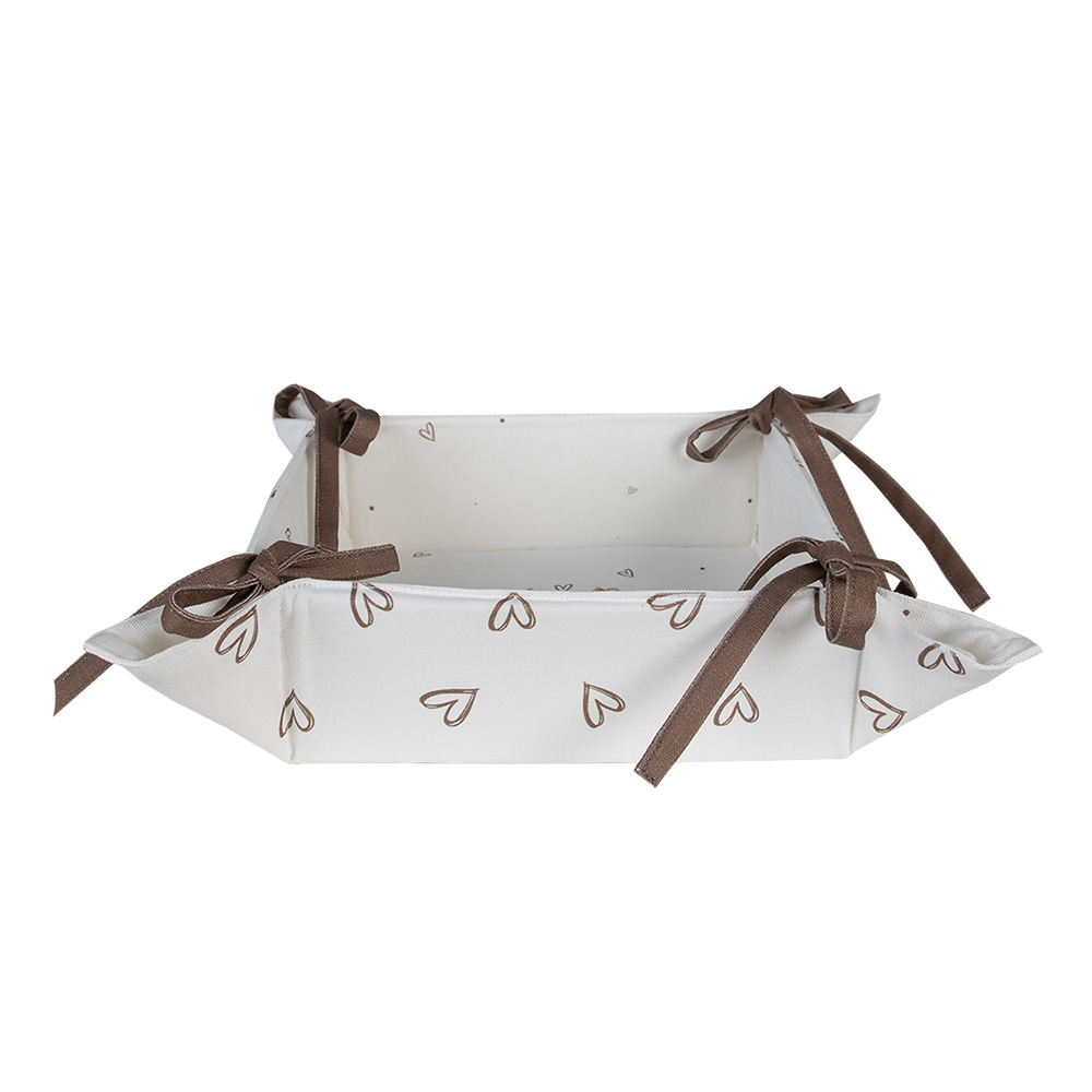 [BSLC47] Bread Basket Beige Brown 35x35x8 cm