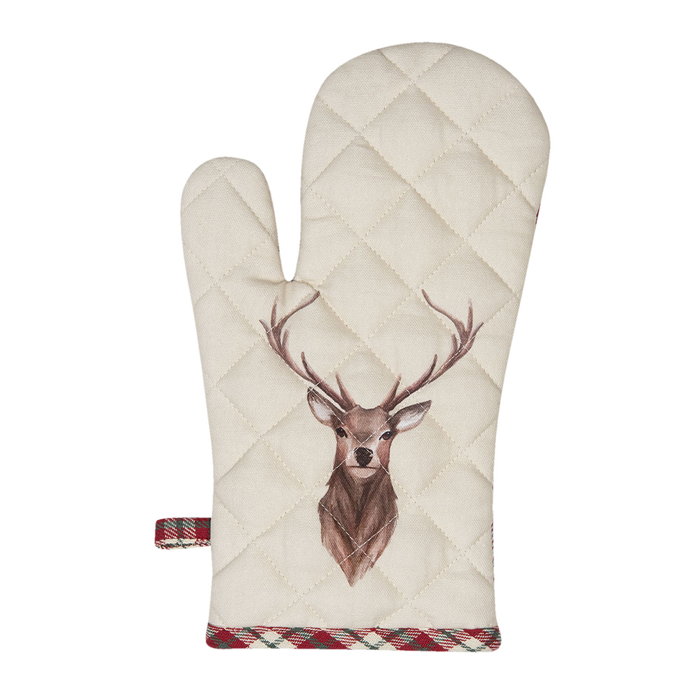 [COL44] Oven Mitt Beige, Red 18x30 cm
