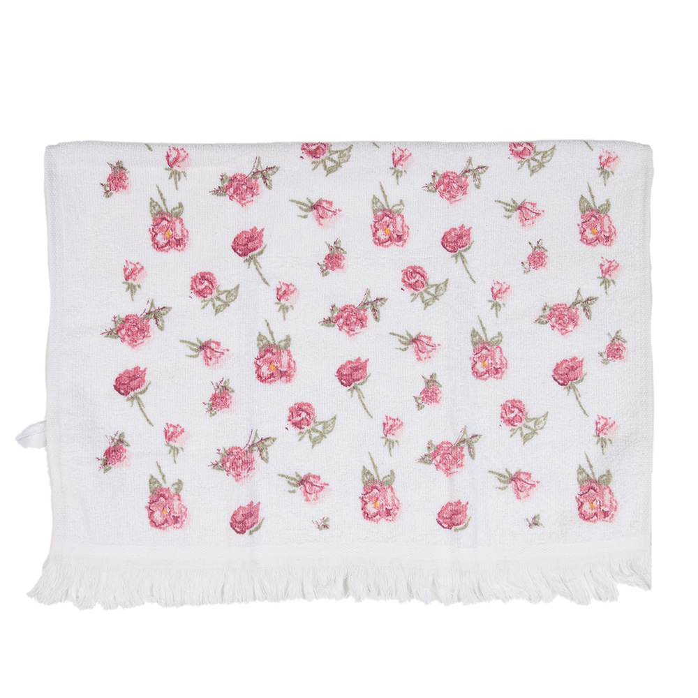 [CT029] Asciugamano Ospite Bianco Rosa 40x66 cm
