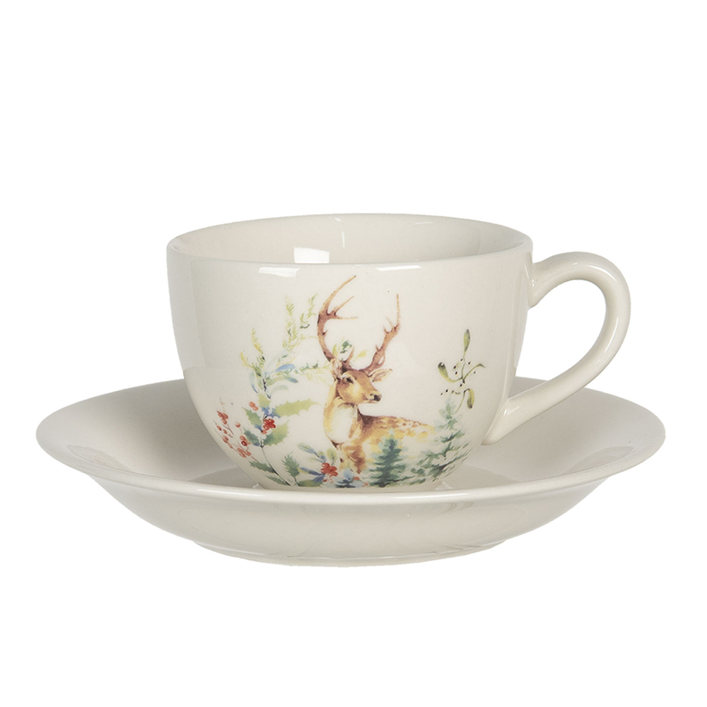 [DCHKS] Tazzina da caffè con piattino Bianco 11x9x7 cm / Ø 15x2 cm / 200 ml
