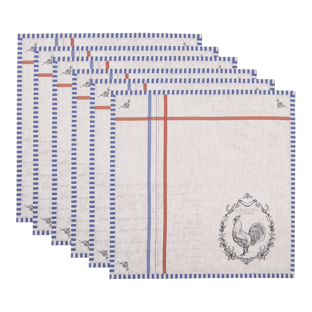 [DFR43] Napkins Cotton Set of 6 Beige 40x40 cm