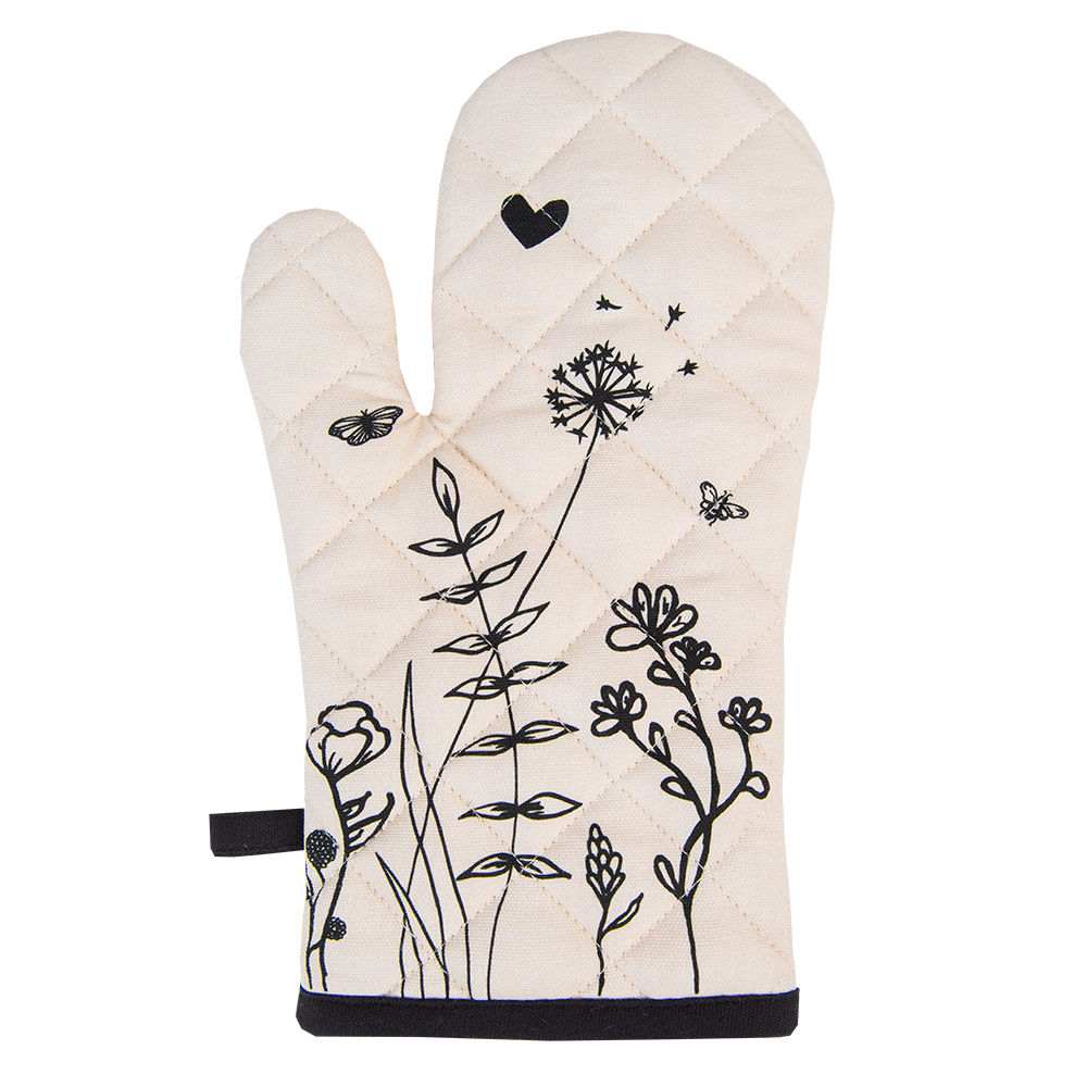 [FAF44] Ofenhandschuh Beige Schwarz 18x30 cm