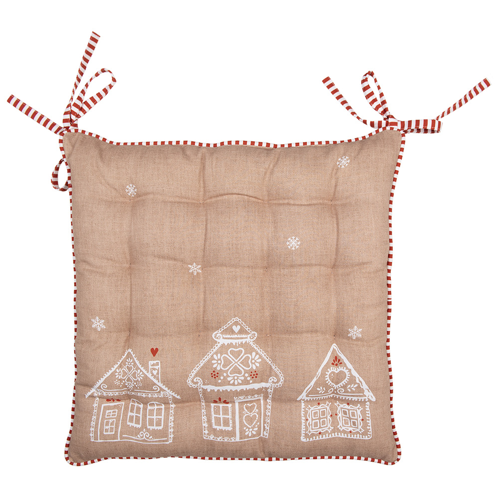 [GBB29] Stuhlkissen Schaumstoff Braun Weiß 40x40x4 cm