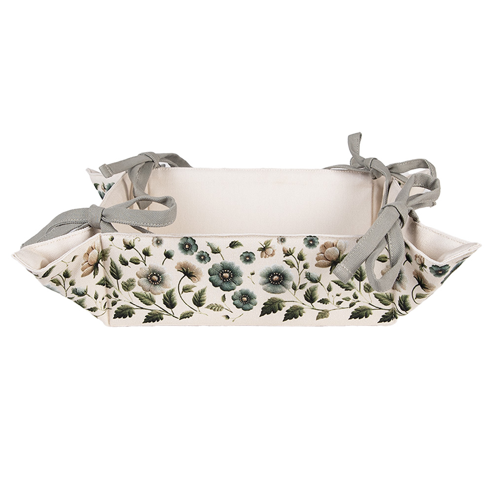 [GTB47] Cestino di Pane Beige Verde 35x35x8 cm