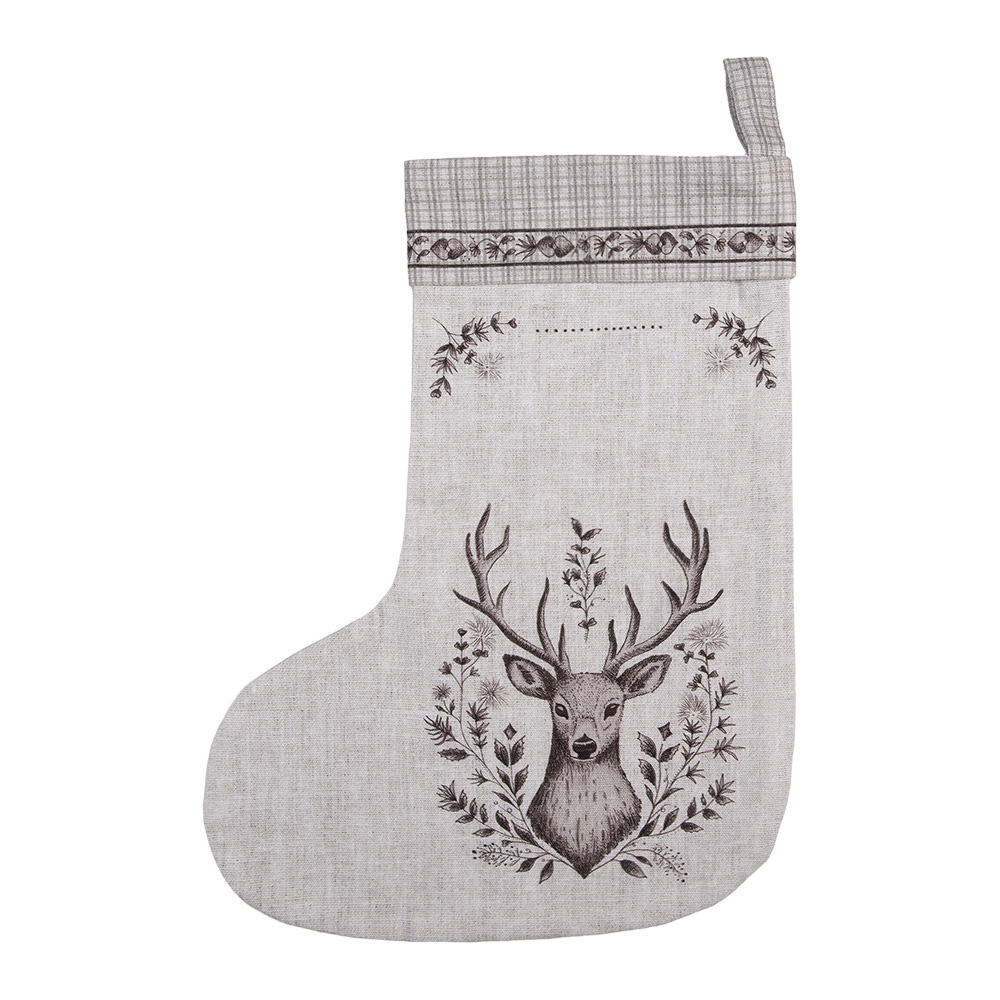 [GTW203] Dekoration Weihnachtsstrumpf Beige Braun 30x1x40 cm